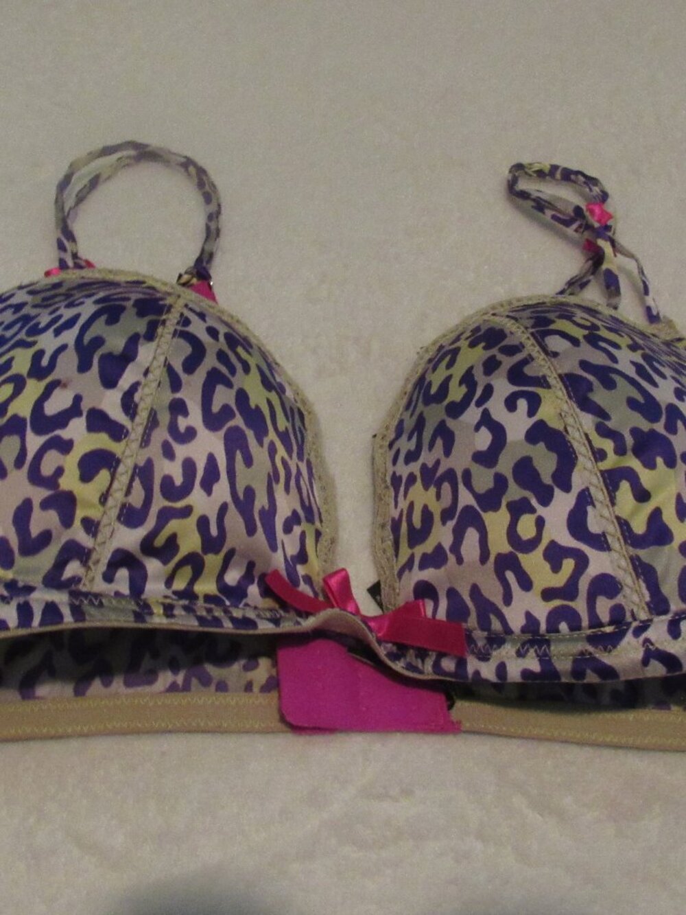 Victoria's Secret Sexy Little Things Purple Animal Print Bra Size 36D USED